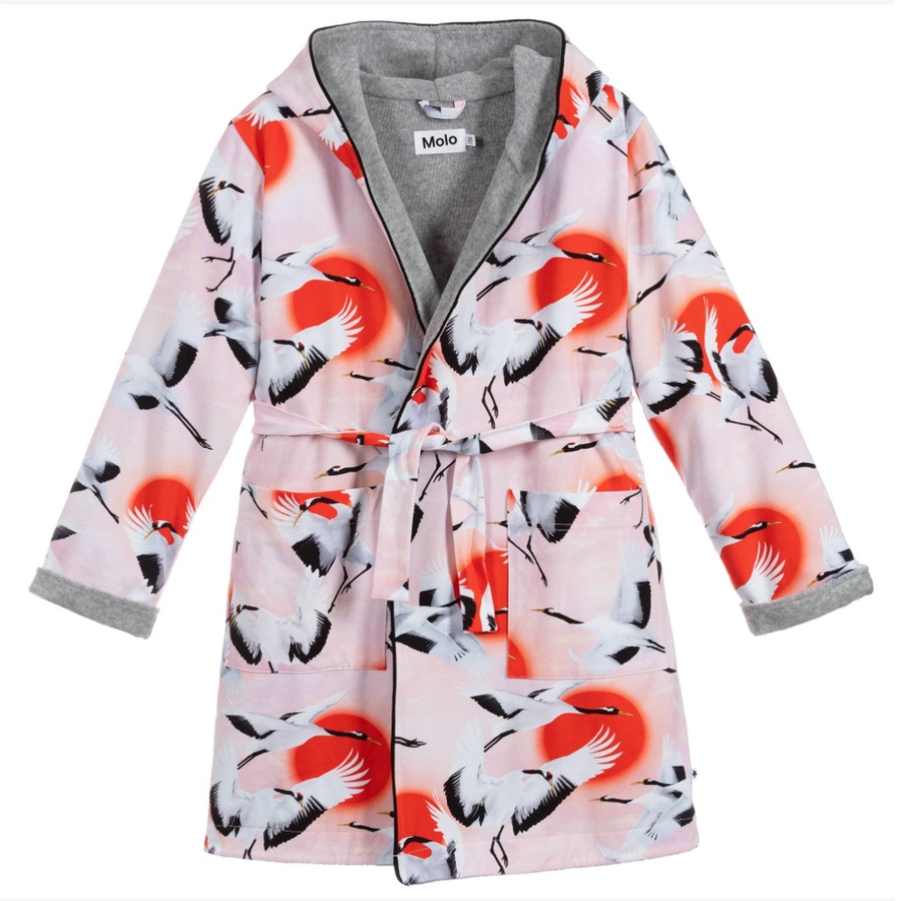 Molo Pink Organic Cotton Bathrobe Size: 3-4 year
